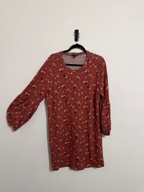 As U Wish Rust Floral Tunic Top with Soft Florals
